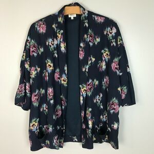 dRA Navy Floral Open Front Blazer Cardigan